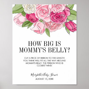 Poster Aquarelle rose Roses Guess Maman's Belly Game
