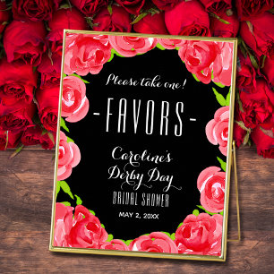Poster Aquarelle Roses rouges Derby Fêtes des mariées FAV