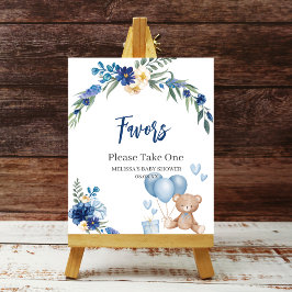 Poster Aquarelle Royal Blue Teddy Bear Balloon