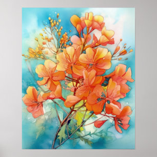 Poster Aquarelle Royal Poinciana Bouquet