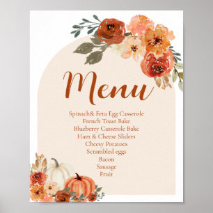 Poster Aquarelle Rustique Automne Citrouille Automne Menu
