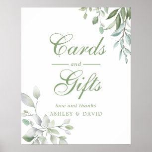 Poster Aquarelle rustique Vert Floral Cartes & Cadeaux