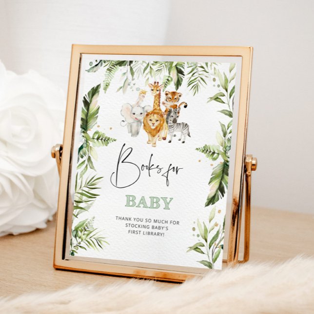 Poster Aquarelle safari animaux livres pour bébé (Créateur téléchargé)