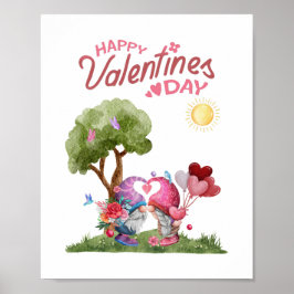 Poster Aquarelle Saint Valentin Gnome Couple
