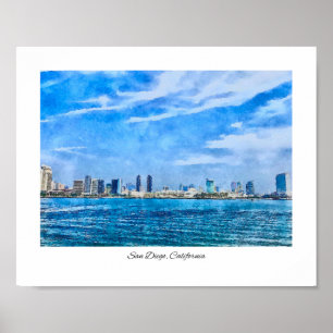 Poster Aquarelle San Diego California
