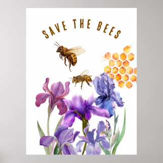 Poster Aquarelle Sauvez les abeilles