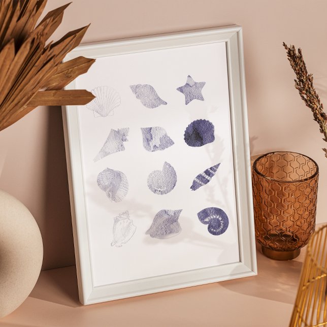 Poster Aquarelle Sea Shell Art nautique (Créateur téléchargé)