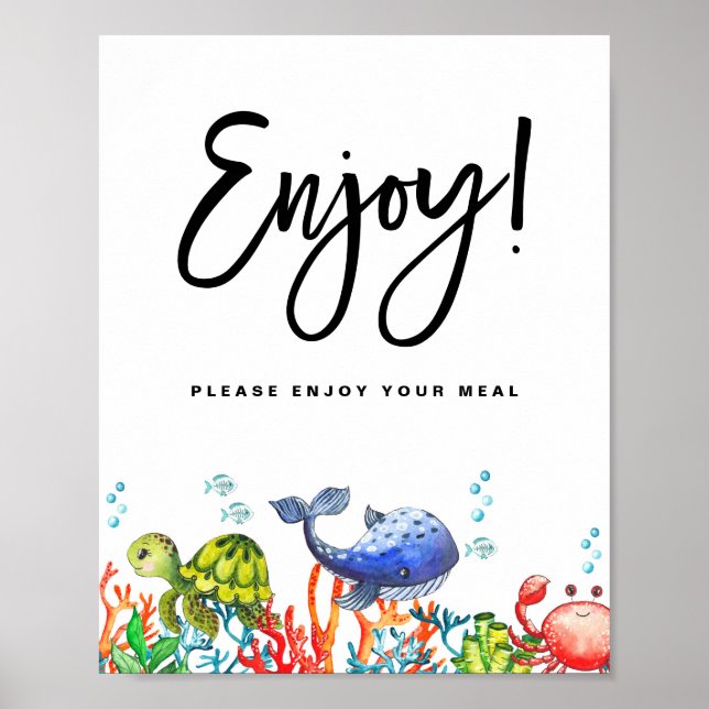 Poster Aquarelle sous la mer Anniversaire Profitez de vot (Devant)