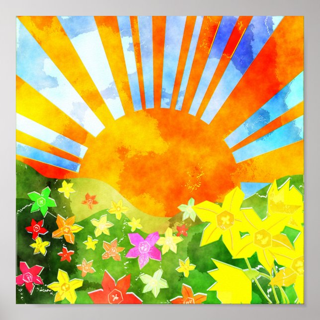 Poster Aquarelle Springs Sun (Devant)