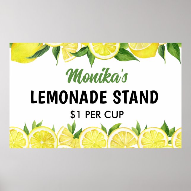 Poster Aquarelle Stand de citronnade personnalisé (Devant)