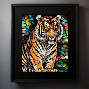Poster Aquarelle Style Tigre de verre coloré 5:4