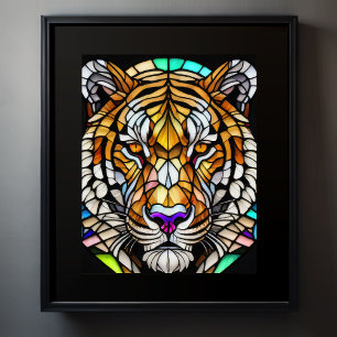 Poster Aquarelle Style Tigre de verre coloré 5:4