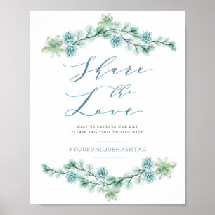 Poster Aquarelle Succulents Partager Le Signe Mariage Amo