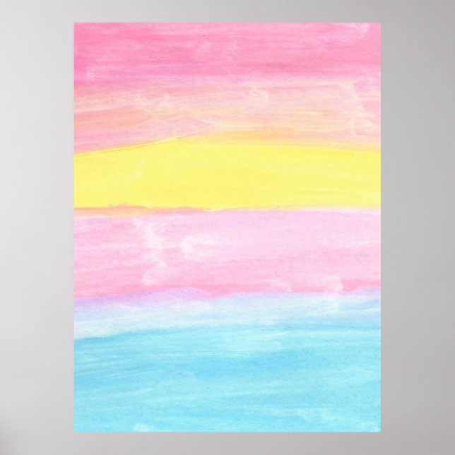 Poster Aquarelle Sunset Horizon Abstraite (Devant)