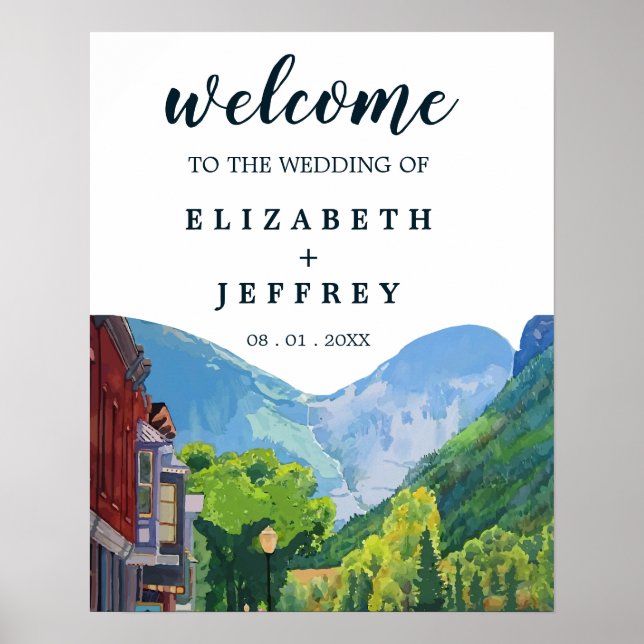Poster Aquarelle Telluride Destination Mariage Bienvenue (Devant)