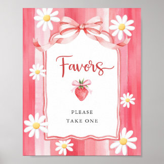 Poster Aquarelle tendance Baby shower fraise Faveurs