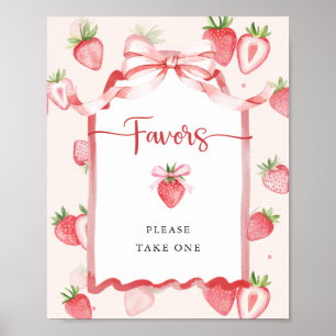 Poster Aquarelle tendance Baby shower fraise Faveurs