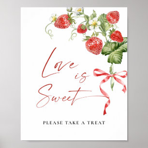 Poster Aquarelle tendance fraise L'amour nuptial est doux