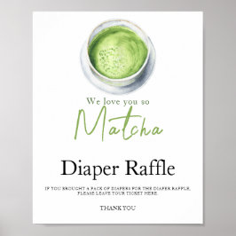 Poster Aquarelle thé matcha baby shower tombole de couche