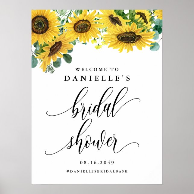 Poster Aquarelle tournesol Fête des mariées d'été Bienven (Devant)