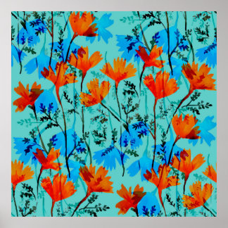 Poster Aquarelle transparente motif avec main dessinée si