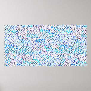 Poster Aquarelle transparente motif avec taches bleues
