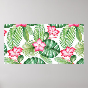 Poster Aquarelle transparente motif tropical