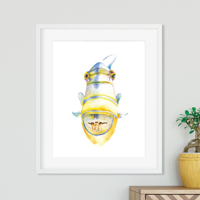 Poster Aquarelle Tropical Beach House Art (Tropical Beach House Watercolor tropical fish Art Poster)