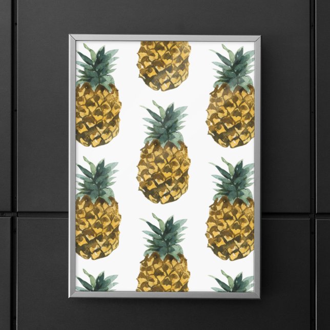 Poster Aquarelle tropicale ananas Motif sans couture (Créateur téléchargé)