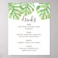 Aquarelle tropicale verdure mariage boissons bar
