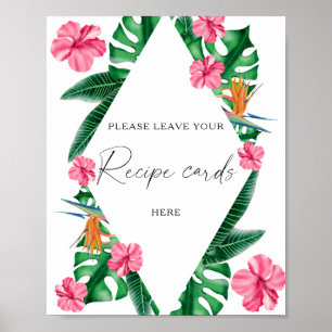 Poster Aquarelle tropicale - Votre carte de recette ici
