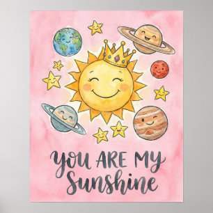 Poster Aquarelle "Tu es mon soleil" Enfants de l'espace m