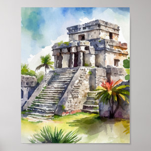 Poster Aquarelle Tulum Mexico