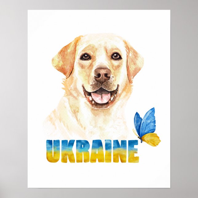 Poster Aquarelle Ukraine Laboratoire jaune et papillon (Devant)