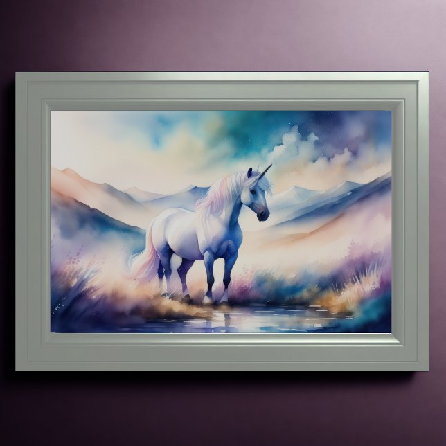 Poster Aquarelle Unicorne (Créateur téléchargé)