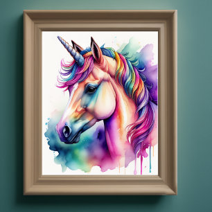 Poster Aquarelle Unicorne dans Candy Colours II
