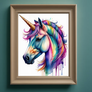 Poster Aquarelle Unicorne dans Candy Colours III