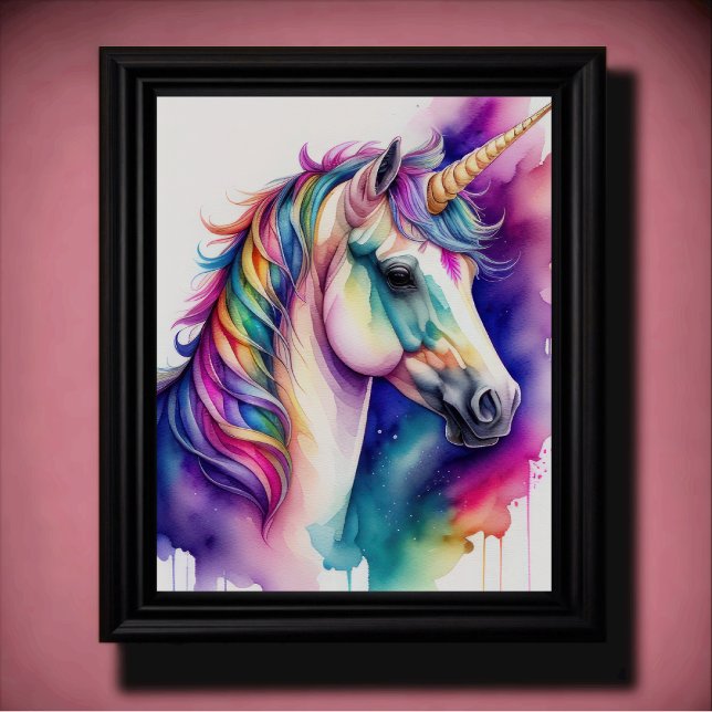 Poster Aquarelle Unicorne dans Candy Couleurs VII (Créateur téléchargé)
