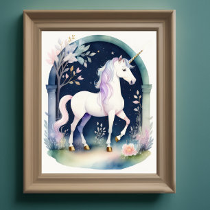 Poster Aquarelle Unicorne dans Soft Pastels II