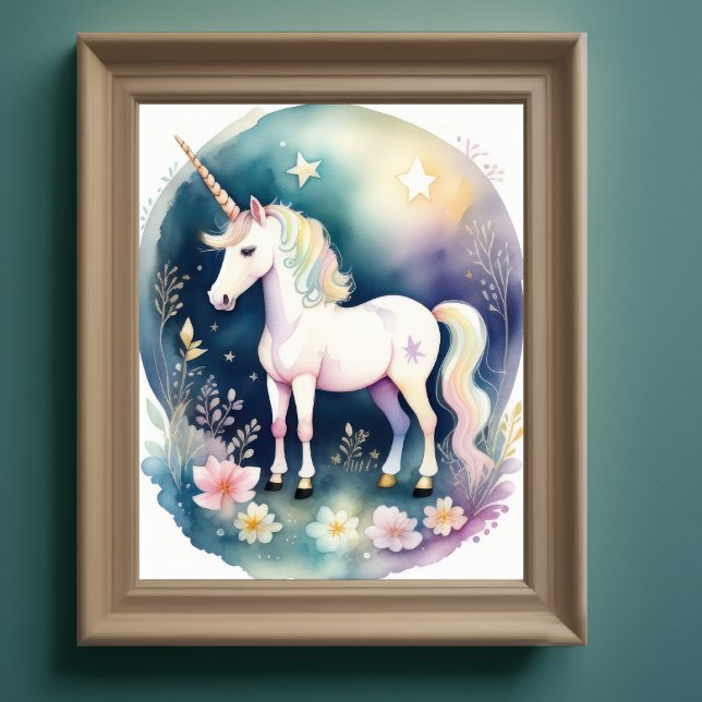 Poster Aquarelle Unicorne dans Soft Pastels III (Créateur téléchargé)