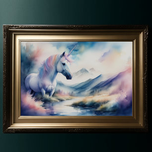 Poster Aquarelle Unicorne II