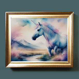 Poster Aquarelle Unicorne III