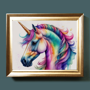 Poster Aquarelle Unicorne IV