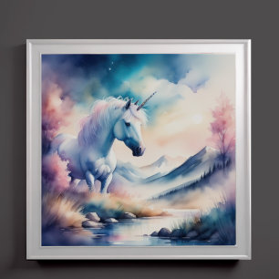 Poster Aquarelle Unicorne V