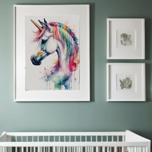 Poster Aquarelle Unicorne VI