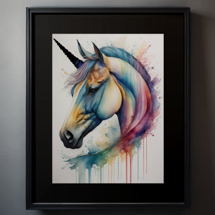 Poster Aquarelle Unicorne VII