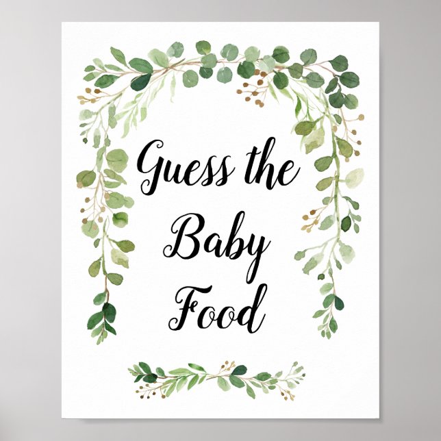 Poster Aquarelle verdoyante Guess the Baby Food (Devant)