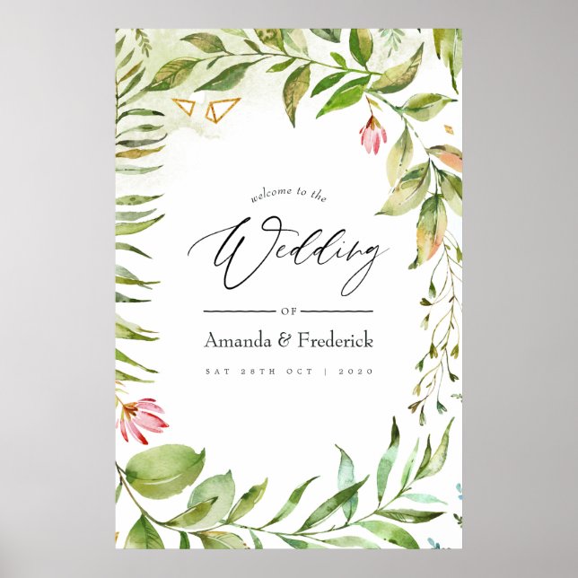 Poster Aquarelle Verdure Mariage cristal (Devant)