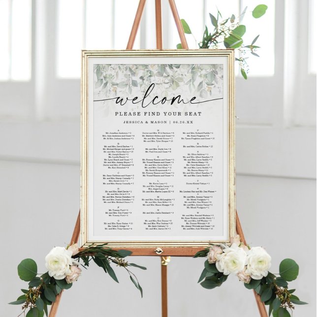 Poster Aquarelle Verdure Mariage Or Planche assise (Créateur téléchargé)