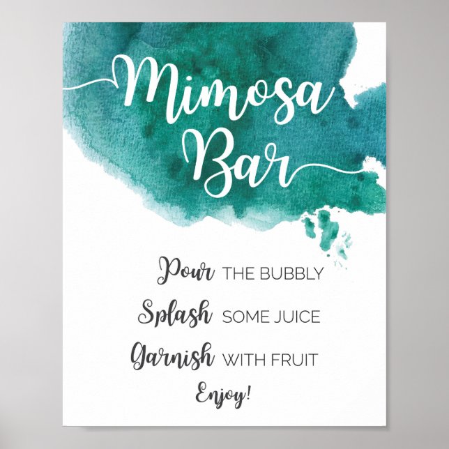 Poster Aquarelle vert foncé Panneau de la barre Mimosa (Devant)